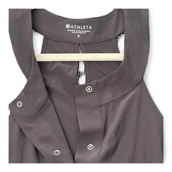 Athleta Mercer Wide Leg Cropped Halter Style Jumpsuit Back Cut Out Black 8 - Picture 4 of 12